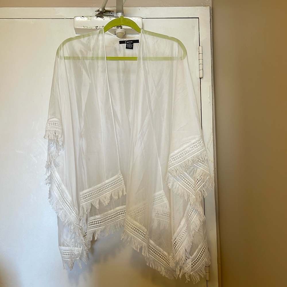 New ONSM Sheer Shiny Cape w Fringes
